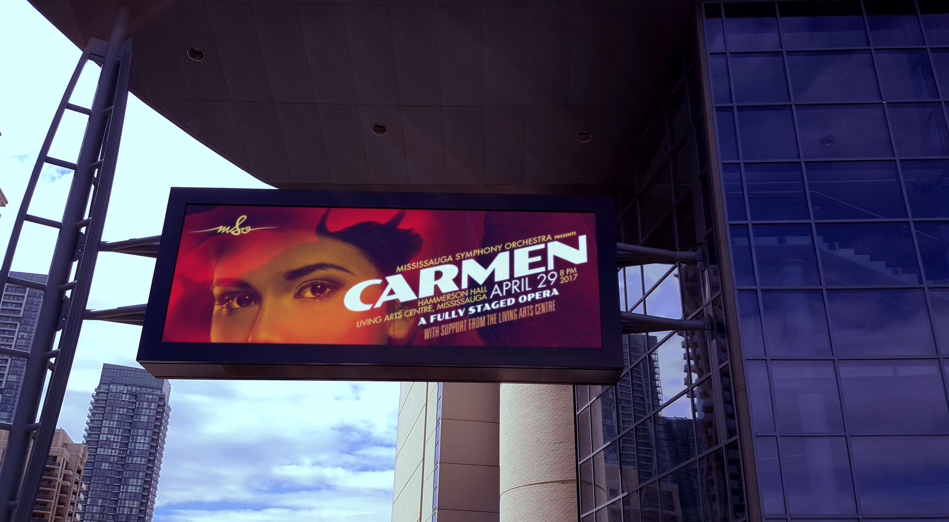 Carmen poster on display on outdoor screen